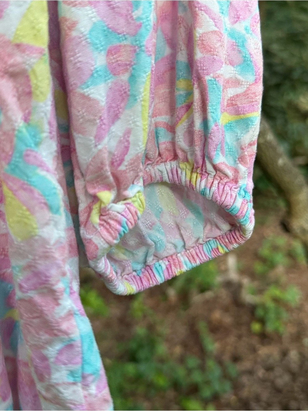 Crown & Ivy Pastel Floral V-Neck Blouse - Pink, Mint, Yellow - Picture 6 of 9
